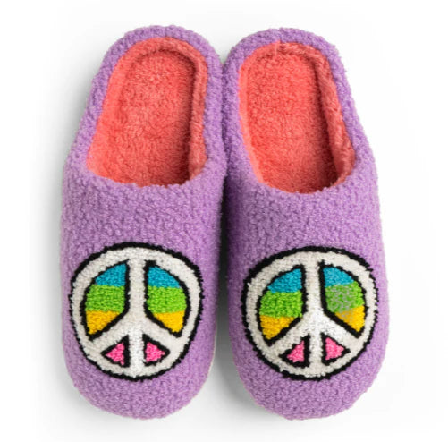 Purple peace sign slippers