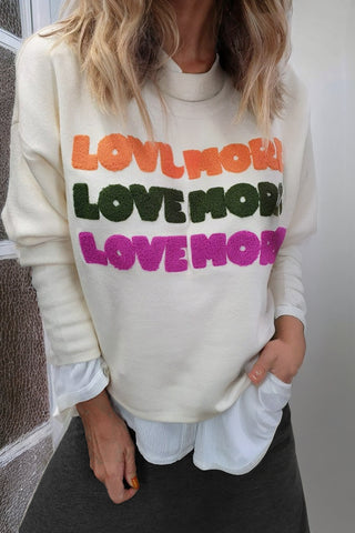 Love More Towel Letter Pullover