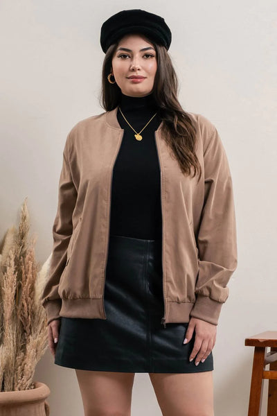 Lightweight Bomber Jacket in Cocoa - S-3XL sizing