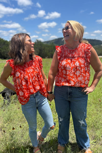 Orange and Cream Vine Top