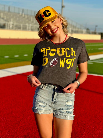 Gold Touchdown with Sequin Football by Randi Mahomes