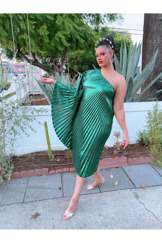 Electric Green Metallic Caftan Dress