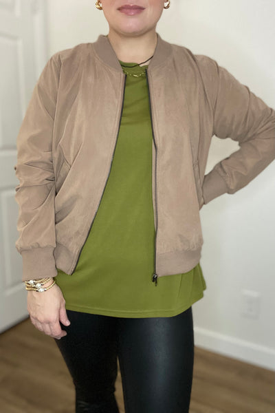 Lightweight Bomber Jacket in Cocoa - S-3XL sizing