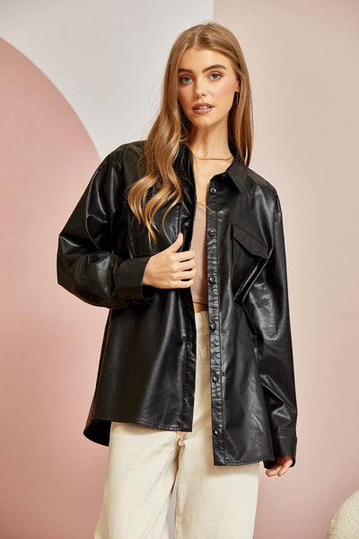 Faux Leather Boyfriend Jacket