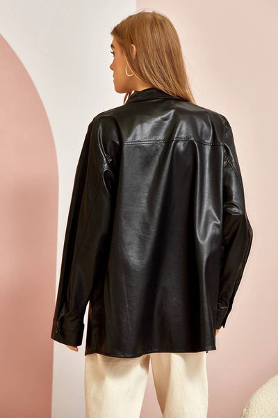 Faux Leather Boyfriend Jacket