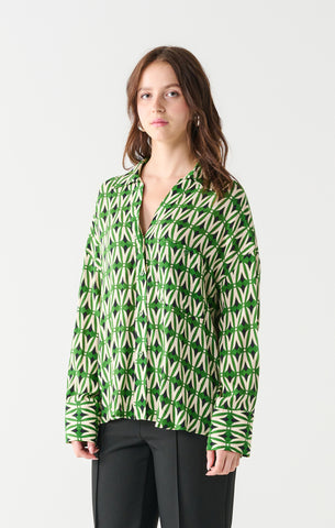 Geometric Pattern Button Down Top