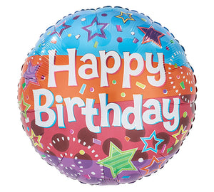 Tri colored Happy Birthday Balloon