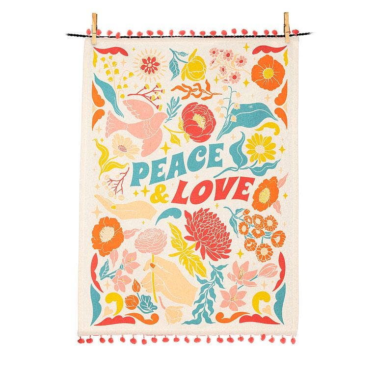 Peace and Love Tea Towel